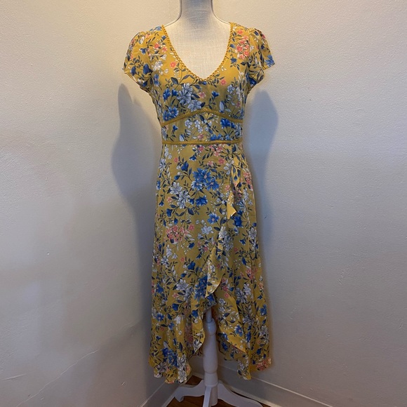 City Studio Yellow Floral Short Sleeve Maxi Dress - Picture 2 of 11